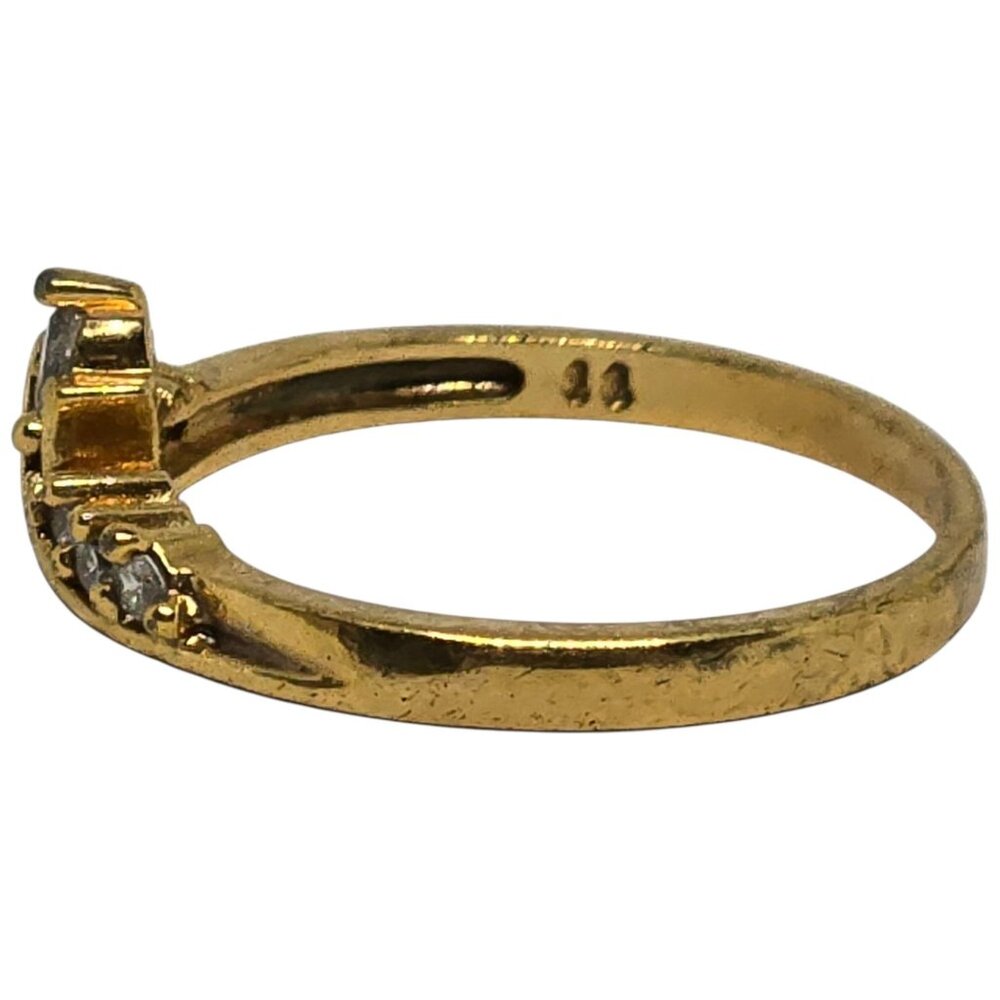 Vintage Gold Tone CZ Cluster Tiara Ring – Faux Diamond Marquise & Round Stones - Picture 3 of 8